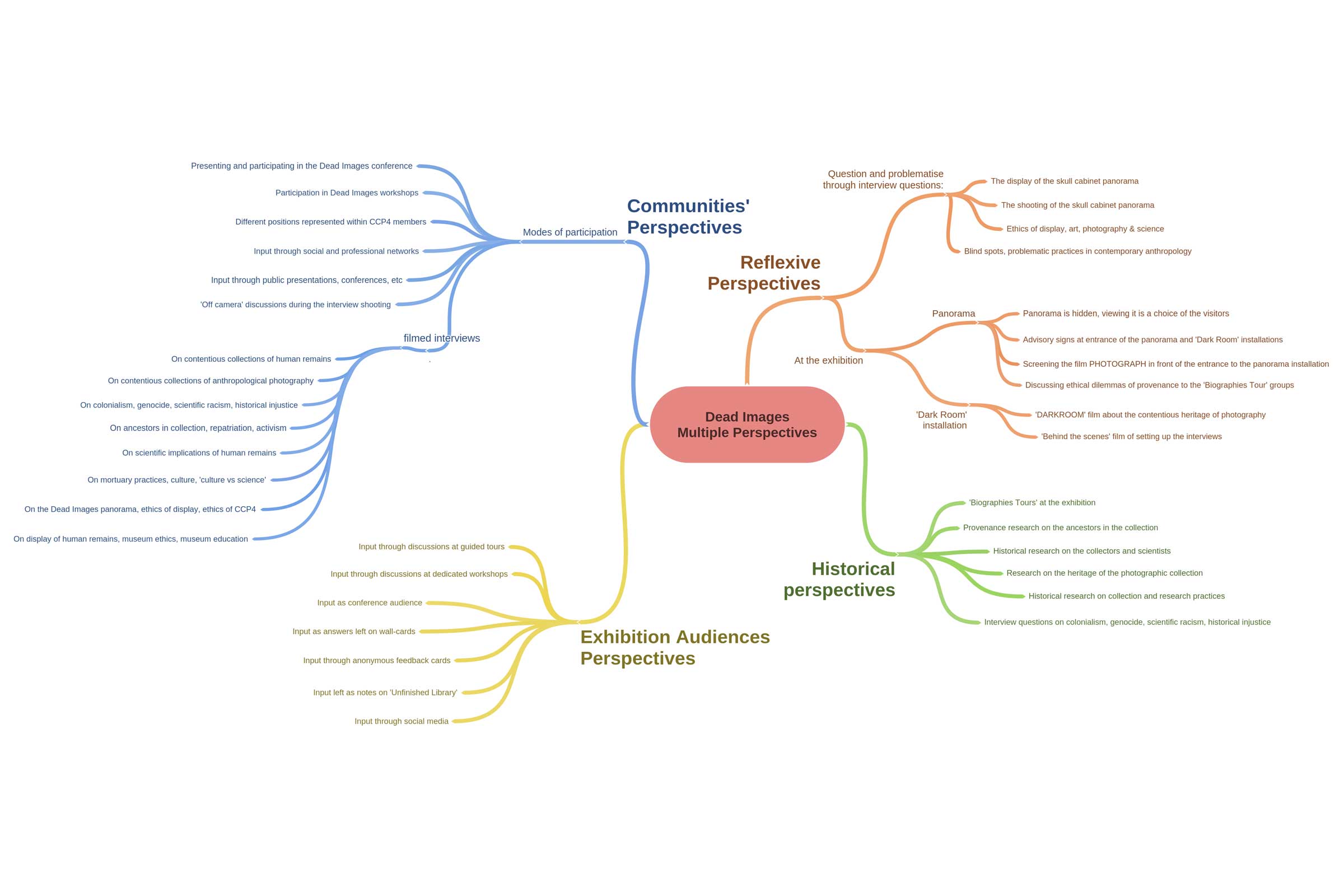 Colorful flowchart with the text "Dead Images Multiple Perspectives" in the center.
