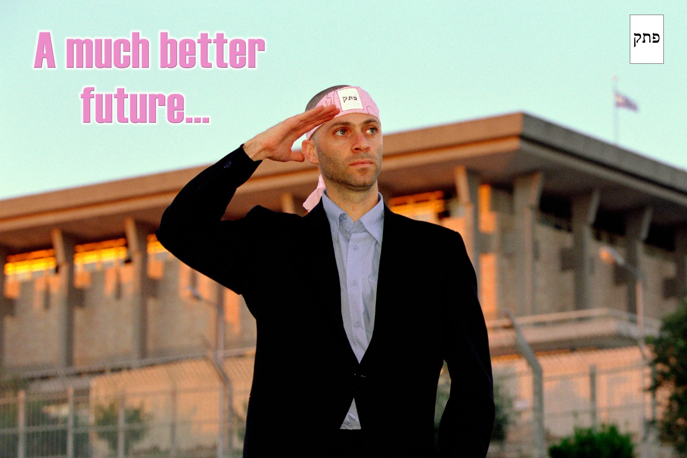 Poster of a man with pink headband